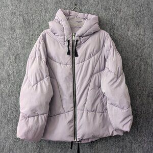 Free People Puffer Oversized Lavender Purple Puffer Jacket Size XS Hooded Zip Up
